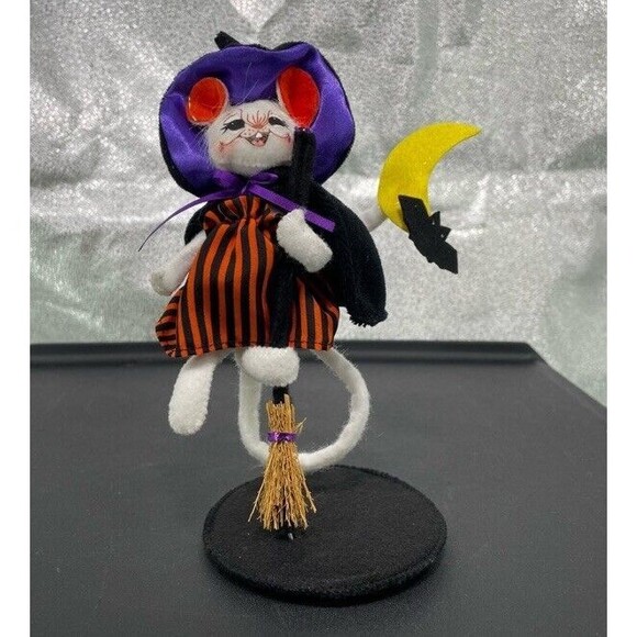 Annalee Halloween 2008 Flying Witch Mouse with Bat and Moon 6” 75th Anniversary - Picture 3 of 10